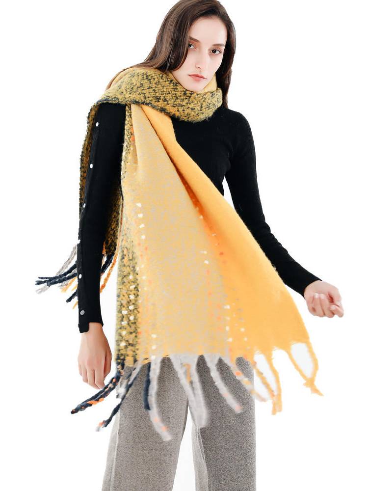 190 * 56 CM Mujer Invierno cálido vendimia Bufanda de cachemira artificial con borla Mantón largo