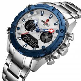 KADEMAN K9049 Alarma de acero inoxidable de moda para hombres Reloj Luminoso Pantalla Impermeable Reloj dual Pantalla Re