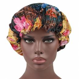 Mujer vendimia Turbante de gorrita tejida transpirable floral étnico