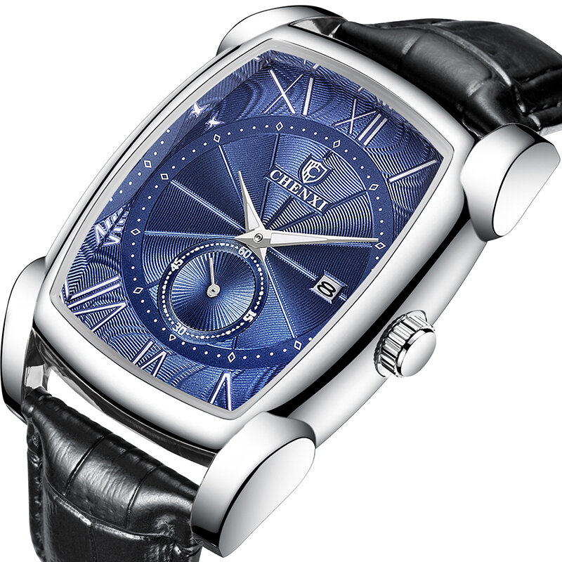 CHENXI 8209 Fecha Pantalla Calendario Business Style Men Watch Rectangle Dial Quartz Watch