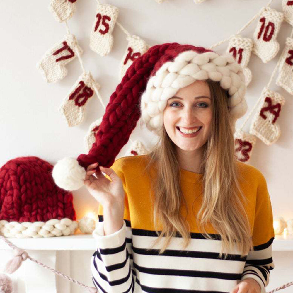 Las mujeres de lana hacen a mano tejido creativo cálido sombrero de Navidad sombrero de punto