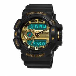 SANDA 599 Luminous Pantalla Candar Stopwatch Hombres Moda Sport Watch Dual Disaplay Digital Watch
