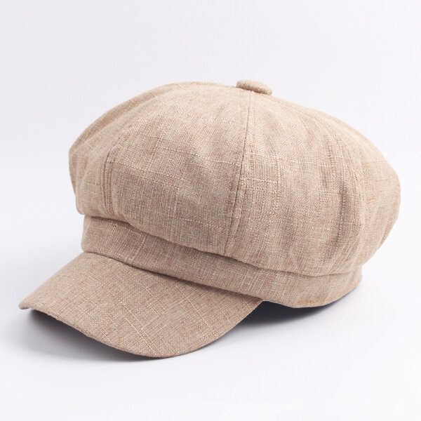 Mujeres Señoras Vintage Octagonal Gorra Soft Solid Boina Hat Newsboy Flat Hat