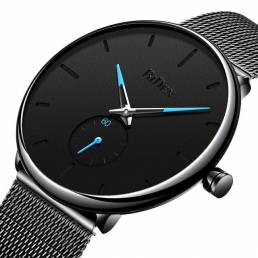 Biden 0124 Ultra Thin Casual Style Hombre Reloj de pulsera Malla Correa de acero inoxidable Relojes de cuarzo