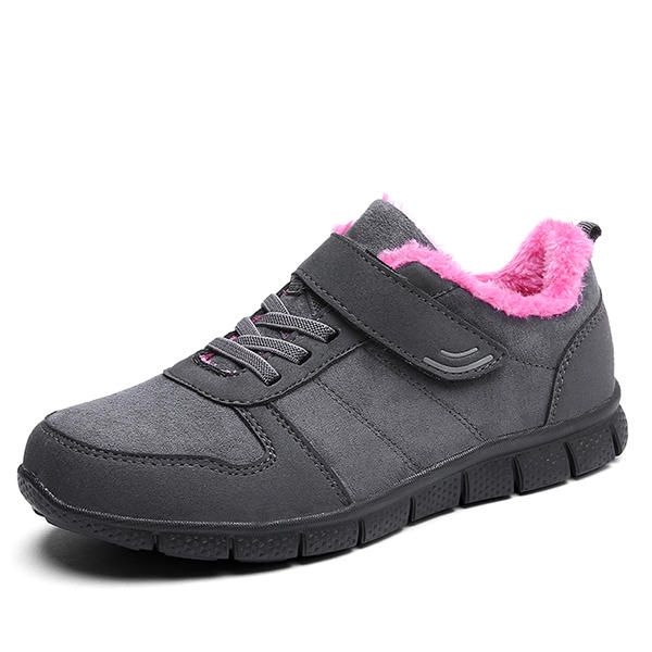 Zapatos de algodón forro de piel Gancho Bucle de pisos deportivos para Mujer