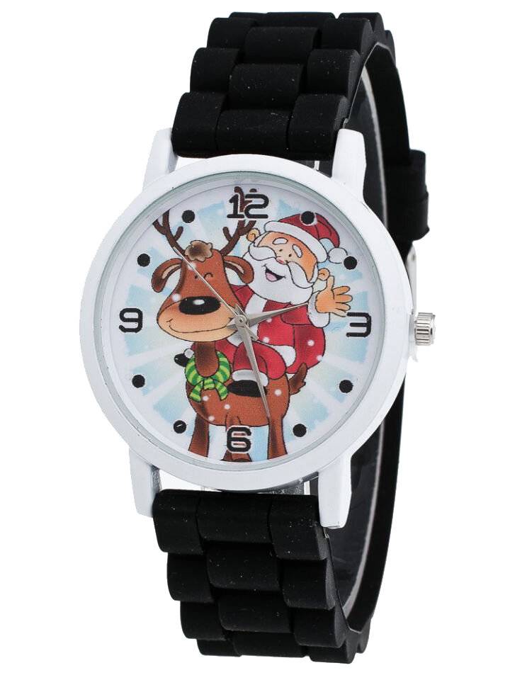 Dibujos animados de Papá Noel y renos Patrón Silicona Reloj con correa Reloj lindo para niños Reloj de cuarzo para niños