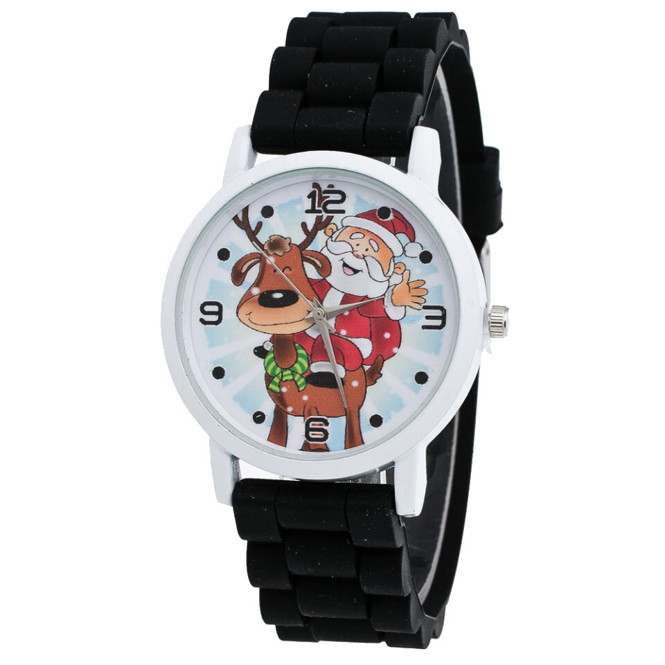 Dibujos animados de Papá Noel y renos Patrón Silicona Reloj con correa Reloj lindo para niños Reloj de cuarzo para niños