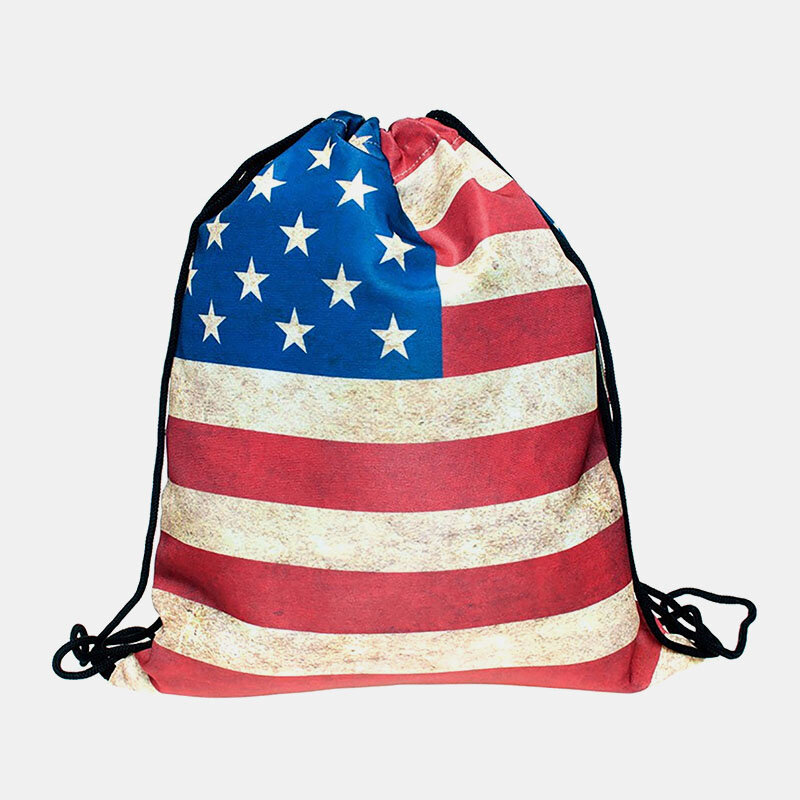 Mochila de bolsillo con cordón del día de la independencia de la bandera americana