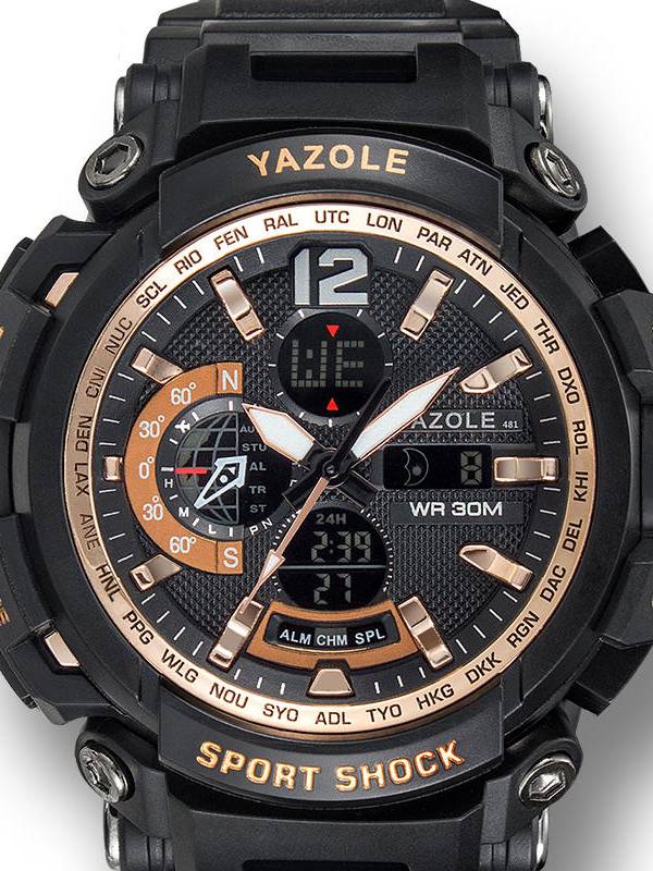 YAZOLE 481 482 Cronómetro deportivo Cronometraje Calendario Semana Luminoso Dual Pantalla Reloj digital