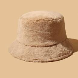 Cubo de invierno cálido grueso para mujer Sombrero Color sólido para niñas con tapa plana de terciopelo Fedoras para muj