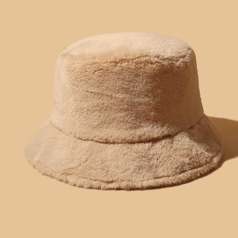 Cubo de invierno cálido grueso para mujer Sombrero Color sólido para niñas con tapa plana de terciopelo Fedoras para muj