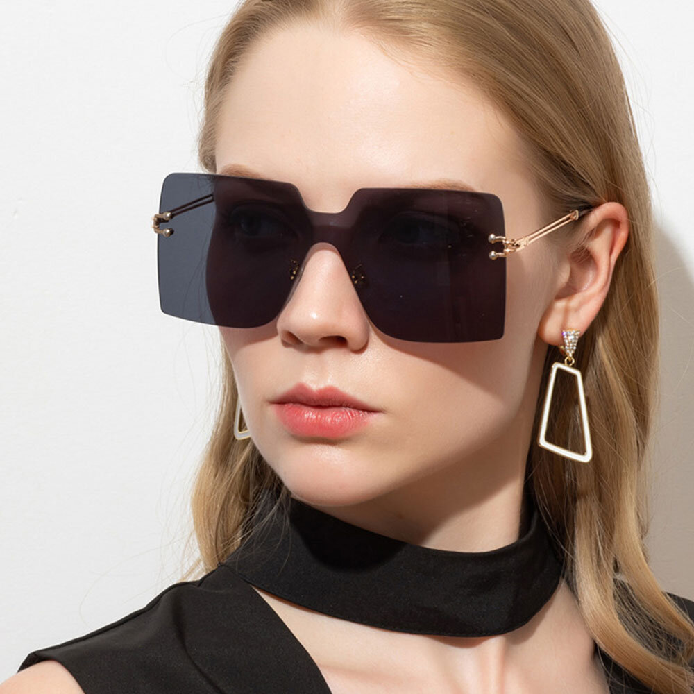 Gafas de sol de protección UV con montura cuadrada de gran tamaño para mujer
