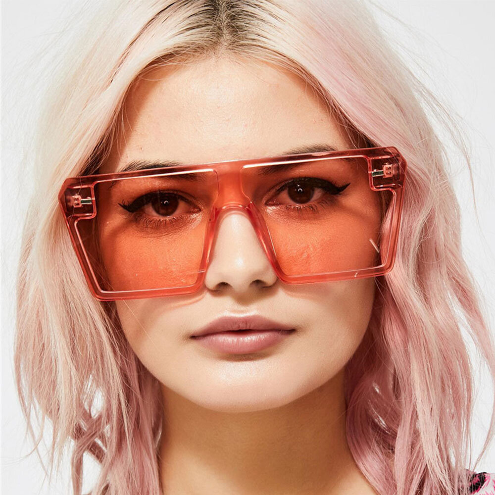 Gafas de sol de una sola pieza para mujer Plus con montura cuadrada Reteo con personalidad de color brillante