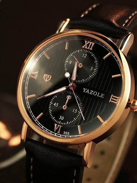 YAZOLE 355 Reloj de hombre Luminous Fashion Classic Reloj de pulsera de cuarzo con correa de cuero para hombre