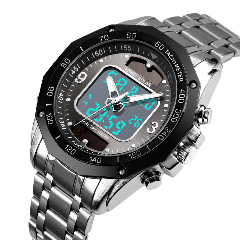 Reloj de cuarzo digital SKMEI 1493 Fashion Men 3ATM Impermeable Luminous Pantalla Dual Pantalla Watch