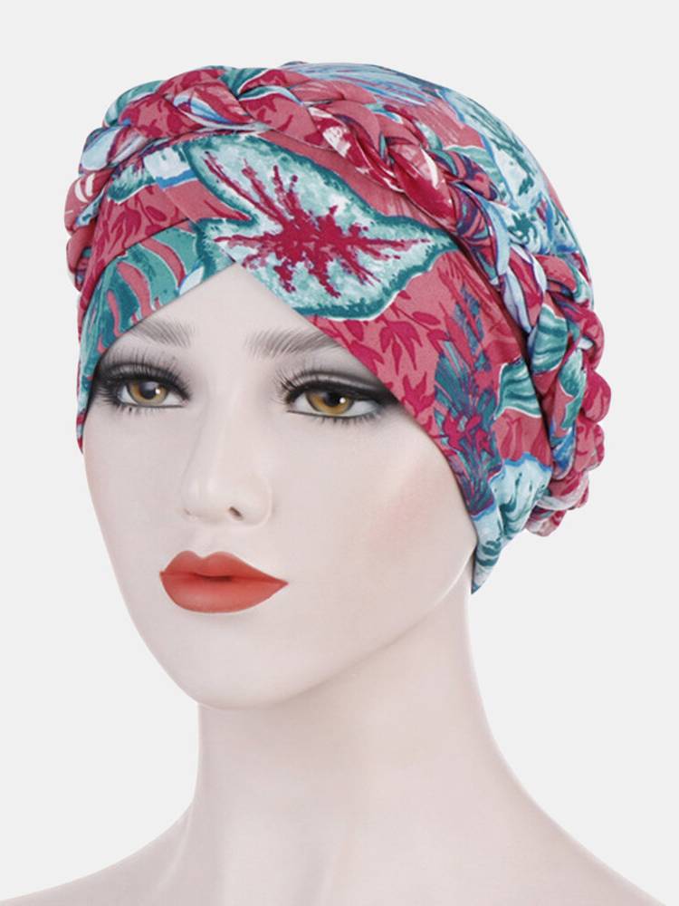Turbantete con estampado de flores para mujer Sombrero Gorros de cabeza transpirables casuales de algodón