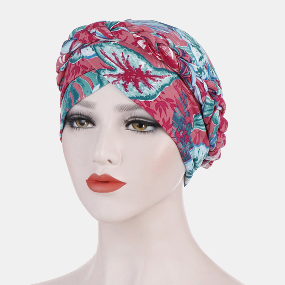 Turbantete con estampado de flores para mujer Sombrero Gorros de cabeza transpirables casuales de algodón