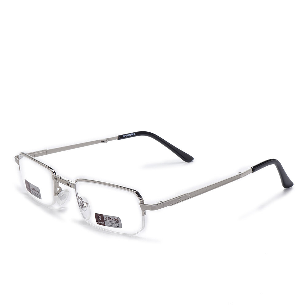 Unisex Marco de metal completo Plegable Fácil de llevar Conveniente HD Lectura Gafas Presbicia Gafas