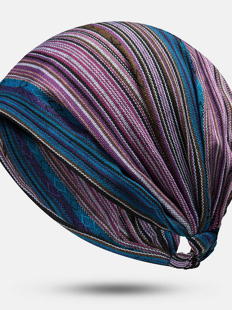 Gorro multicolor a rayas Sombrero Bufanda Turbante Head Wrap Cap
