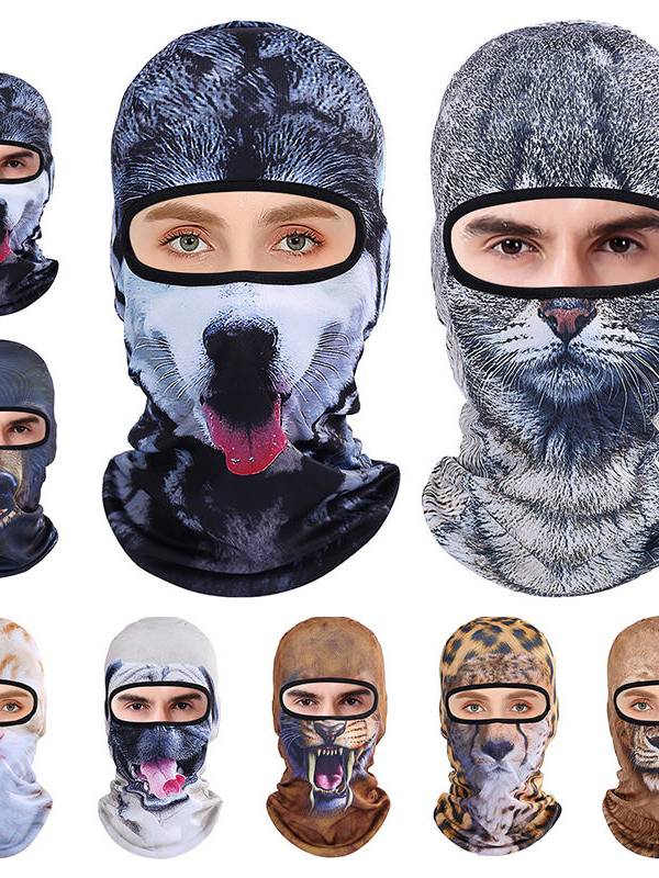 3D Animal Transpirable Bicicleta Esquí Cara completa Mascara Sombreros al aire libre Deporte Gorro cálido para hombres M