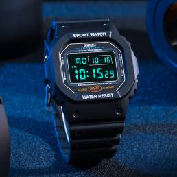 SKMEI 1134 Reloj deportivo para hombre Fecha Semana Pantalla 5ATM Impermeable Cronógrafo luz LED Reloj digital de moda