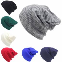 Invierno Casual Knitted Warm Skullies Gorros Sombreros High Elastic Men Mujer Hat