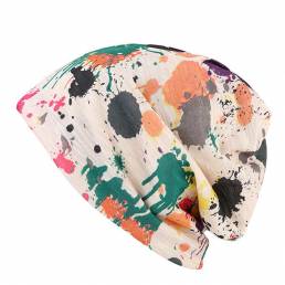 Mujer Doble Sombrero Bufanda de impresión a color de rayas Moda Bonnet Cap Multi-función Cuello Bufandas