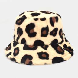 Peluche unisex Soft Cálido Casual Todo-fósforo Lindo Leopardo Patrón Cubo Sombrero
