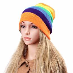 Gorras Beanies rayas arco iris sombreros sombrero de algodón tejidos Gorros Gorra Gorro suave