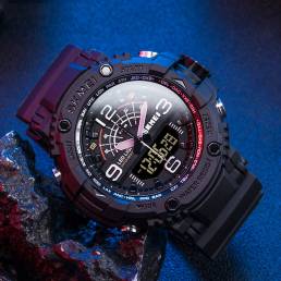 Reloj digital SKMEI 1617 luz LED Sport Men 5ATM Impermeable cronómetro camuflaje dual Pantalla reloj