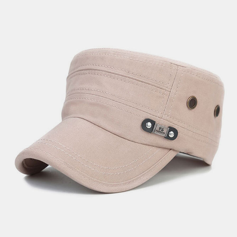 Braguita informal unisex de algodón de color sólido transpirable militar Sombrero Plano Sombrero En punta Sombrero