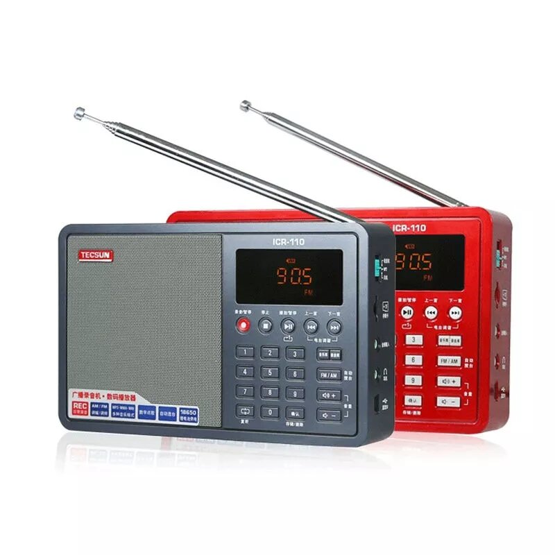 Tecsun ICR-110 Radio FM AM Reproductor de MP3 Grabadora de ancianos Audio digital Semiconductor portátil Sonido Caja Sop