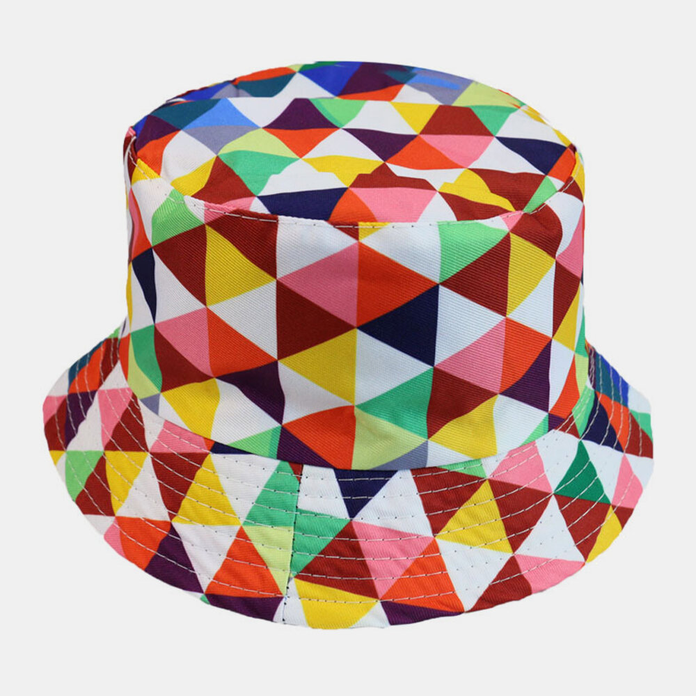 Mujeres y hombres Colorful Diamante geométrico Patrón al aire libre Cubo de sombrilla informal Sombrero