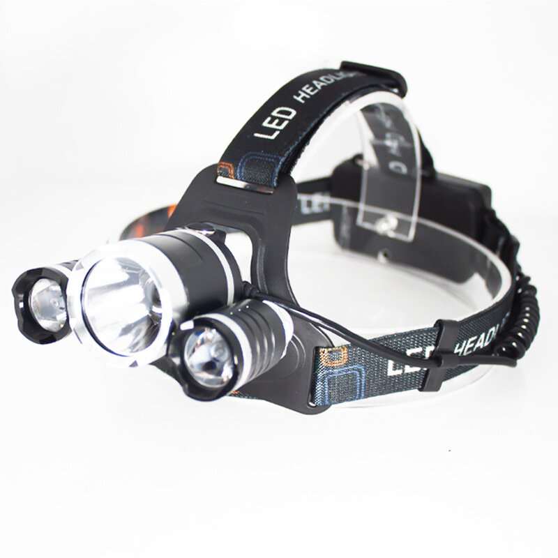 XANES® 3 LED T6 + 2 * Q5 Faro LED 4 modos Faro de ciclismo al aire libre Luz de linterna Linterna recargable USB para ca