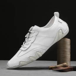 Zapatos de conducción informales cómodos Soft de cuero de microfibra con costura hecha a mano para hombre