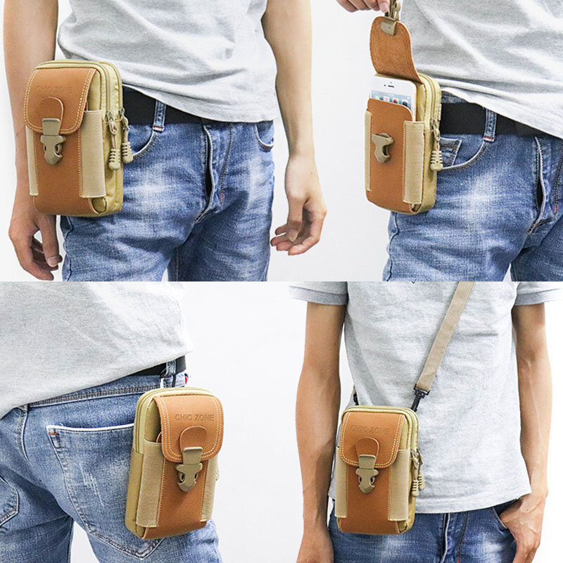 Hombres Oxford Cloth Multi-carry Mini Waist Bolsa Cinturón Bolsa Riñonera Tactical Bolsa Teléfono Bolsa