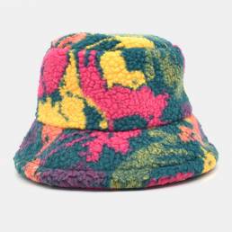 Mezcla de algodón unisex Impresión en color Velvet Keep Warm al aire libre Cubo informal de viaje Sombrero