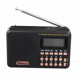 Mini portátil 70MHz-108MHz FM / AM / SW Radio Reproductor de música MP3 recargable Soporte de altavoz Tarjeta TF Reprodu