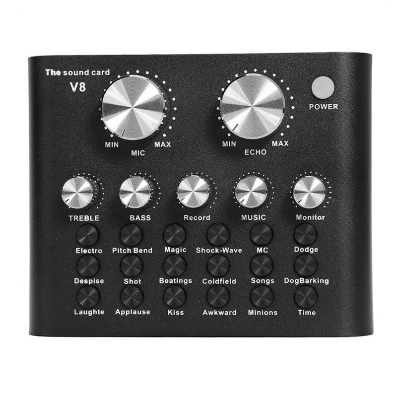 Bakeey V8 Pro Tarjeta de sonido Audio Auriculares USB externos Micrófono Tarjeta de sonido de transmisión en vivo para i