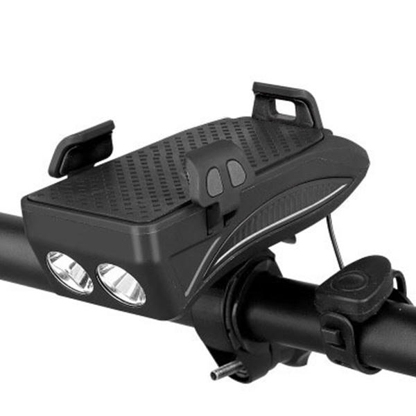 XANES® 3 en 1 luz delantera de bicicleta de bocina de 130db 4 "-6.3" Soporte para teléfono 2000mAh USB recargable Imperm