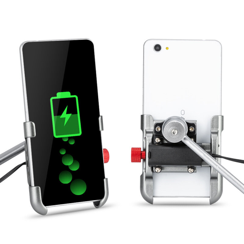 Soporte para teléfono de bicicleta con carga USB de aleación de aluminio giratorio de 360 ° Soporte universal para teléf