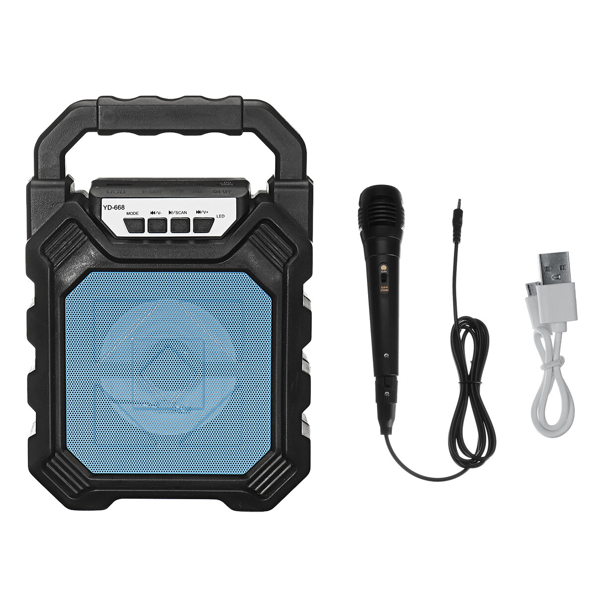 Portátil al aire libre LED Inalámbrico Bluetooth Altavoz Estéreo recargable Radio con Micrófono Reproductor de música