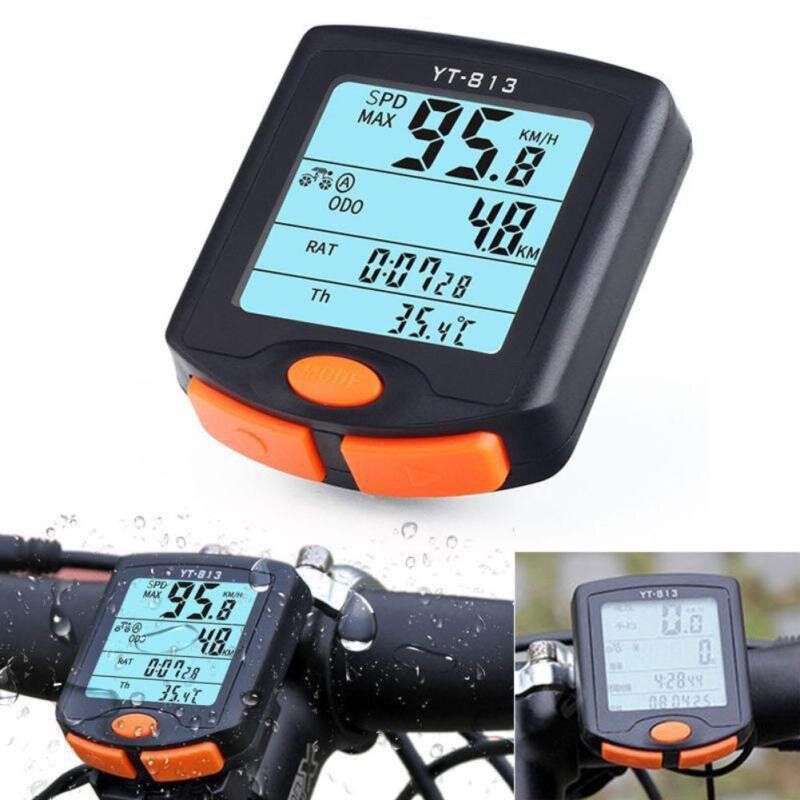 Ordenador de bicicleta a prueba de agua LED Tasa digital Odómetro Cronómetro Velocímetro al aire libre Ciclismo con luz