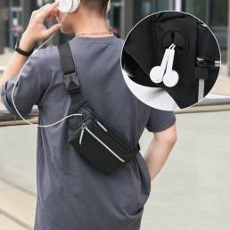 Hombre Poliéster Auricular Agujero Multi-carry Impermeable Bandolera informal Bolsa Pecho Bolsa Sling Bolsa