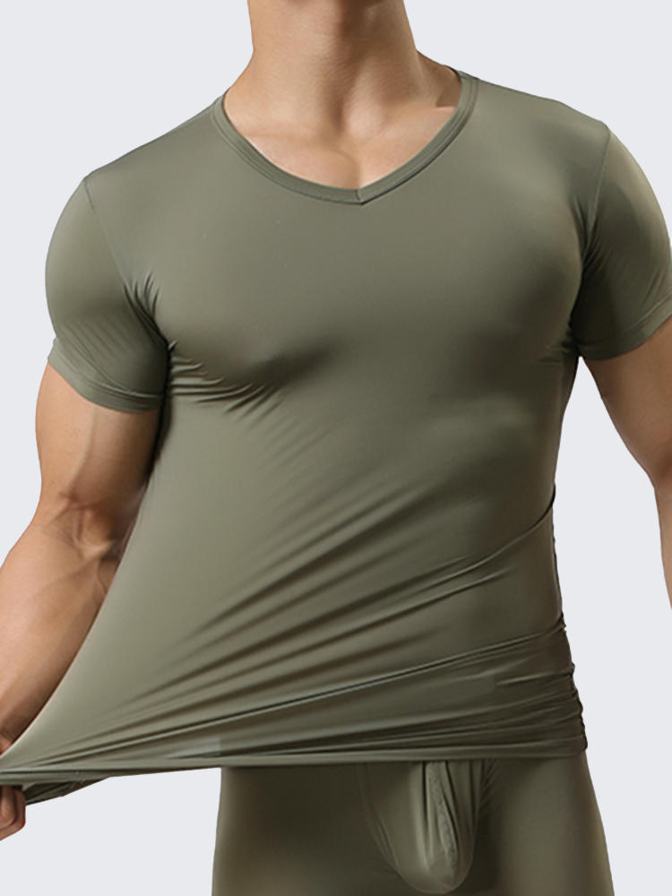 Top deportivo de los hombres Sexy Tops Pure Color Elástico Bodybuilding cómodo Desgaste camiseta