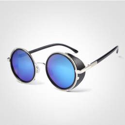 Hombres Mujer vendimia Steam Punk Round UV Protection Sun Glassess Summer Sunscreen Eyeglasseess