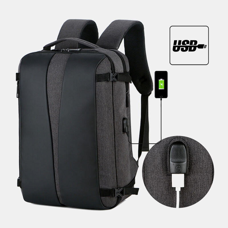 Hombres Oxford Cloth Carga USB Gran capacidad Business Impermeable 16 Inch Mochila de viaje para computadora portátil