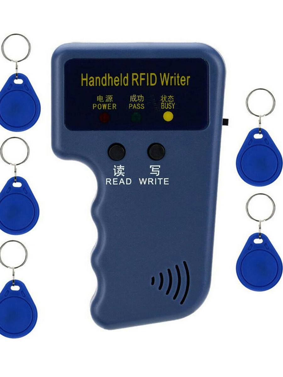 Computadora de mano 125KHz LED RFID ID Clave Escritor Tarjeta Copiadora Lector Duplicador + 5 Etiqueta