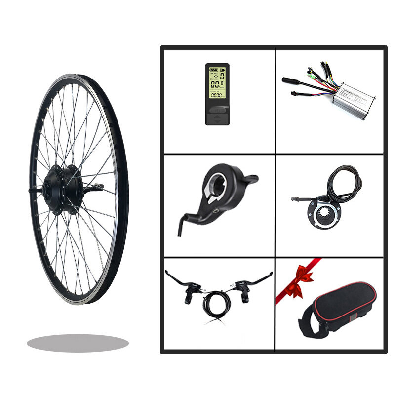 BIKIGHT KT-LCD4 Pantalla Kit de conversión de bicicleta eléctrica 24 V 250 W tracción delantera motor Buje de rueda de b