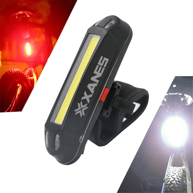 XANES 2 en 1 500LM Bicicleta USB recargable LED Luz de bicicleta Luz trasera Luz de advertencia ultraligera